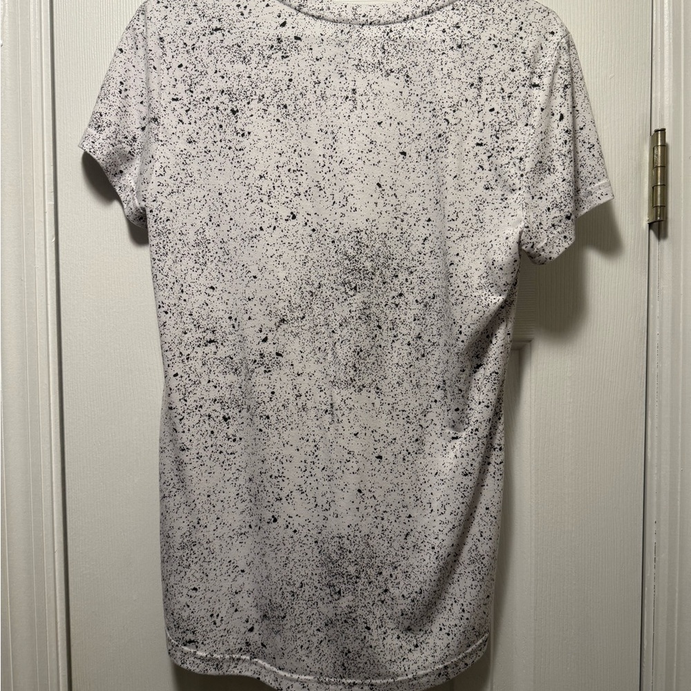 Adidas Women's Black and White Speckled V-Neck Tee - Picture 2 of 3